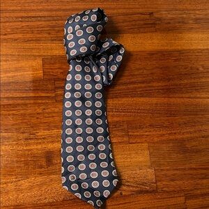 Bench Navy Silk Medallion Tie with Red Accents